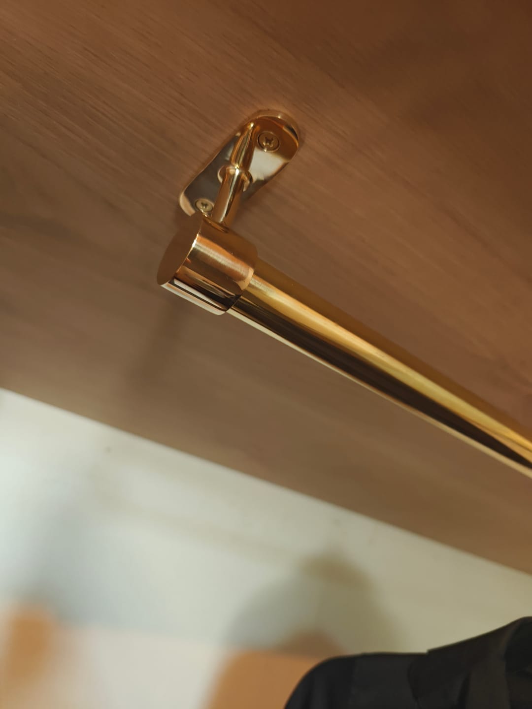 Customer photo review of Pot Rail – Unlacquered Polished Brass