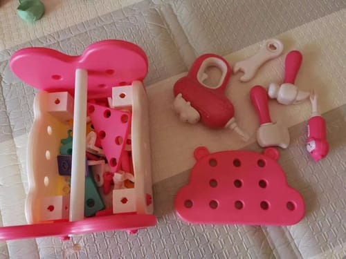 Customer photo review of Montessori Kids Tool Box Set – DIY Building Toy Kit with 200+ Pieces