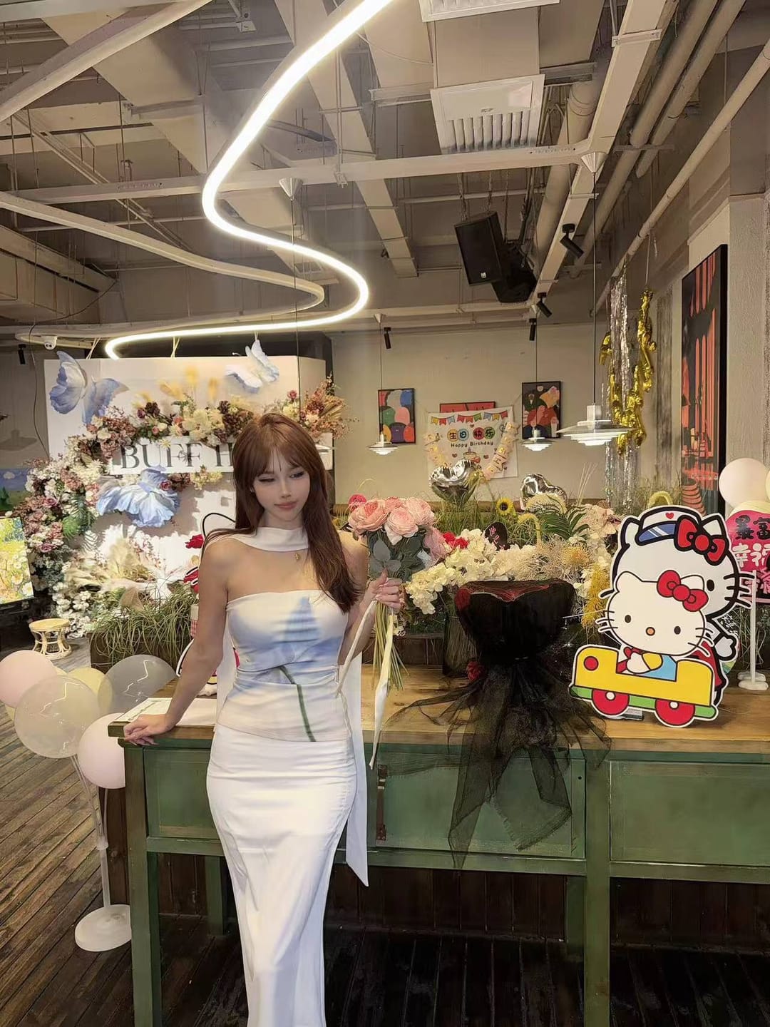 Customer photo review of 0122stepll Floral Choker Tube Top & Midi Skirt Set