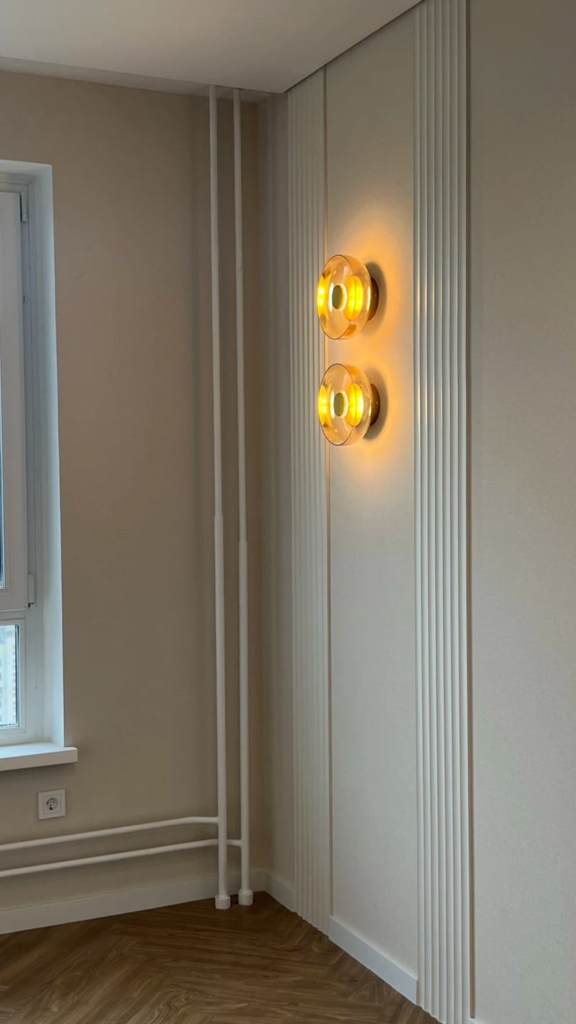 Customer photo review of Nowoczesny Plafon LED Sufitowy z Szkła w Dymionej Szarości lub Bursztynie – Eleganckie Oświetlenie do Przedpokoju
