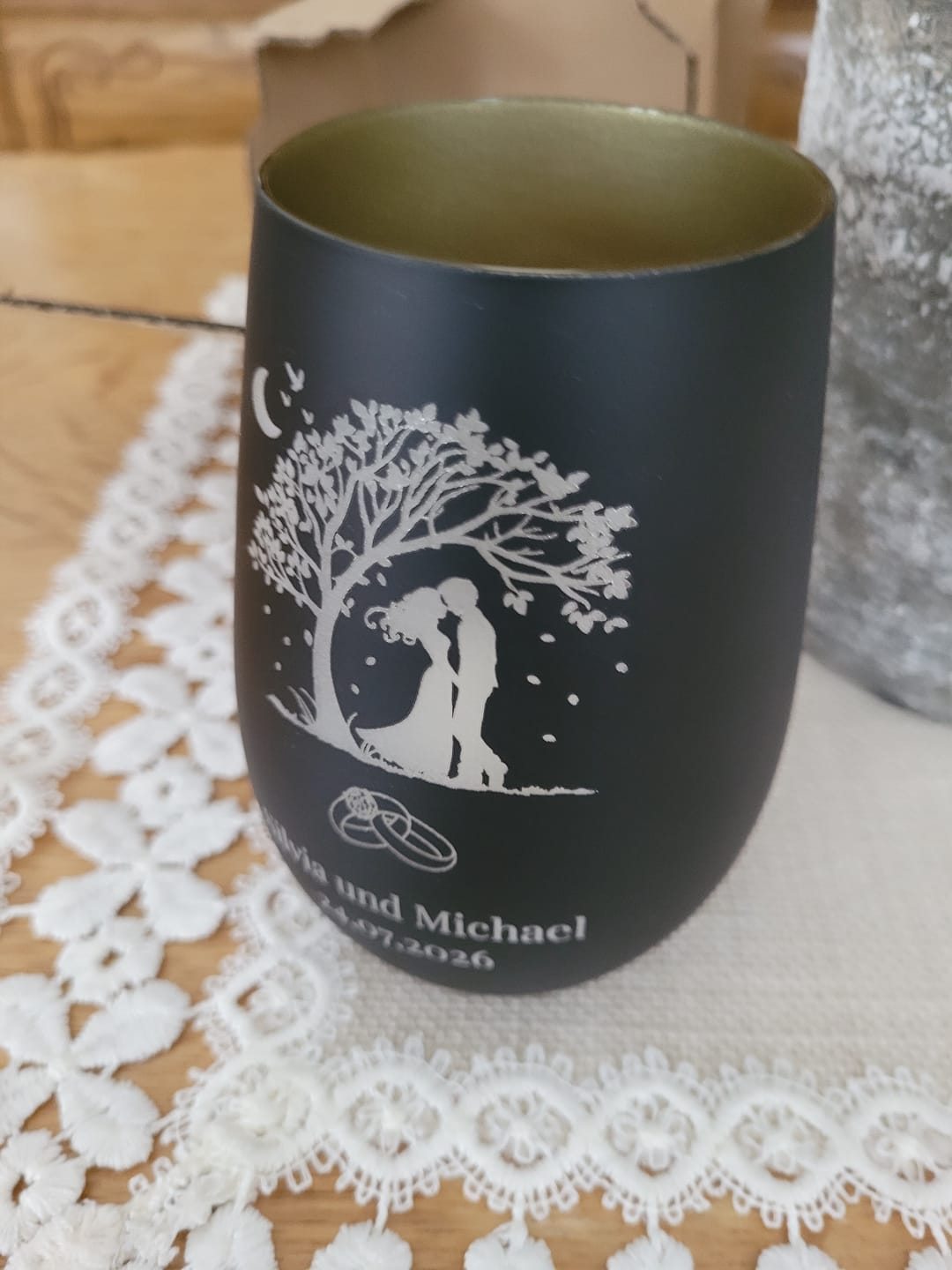 Customer photo review of Windlicht - Liebesbaum Hochzeit - personalisierbar