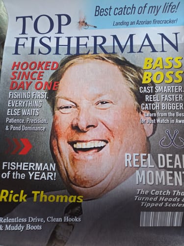 Customer photo review of Personalized "Top Fisherman" Magazine Cover Poster With Photo & Name Angler Funny Fisherman Gift For Fishing Lover