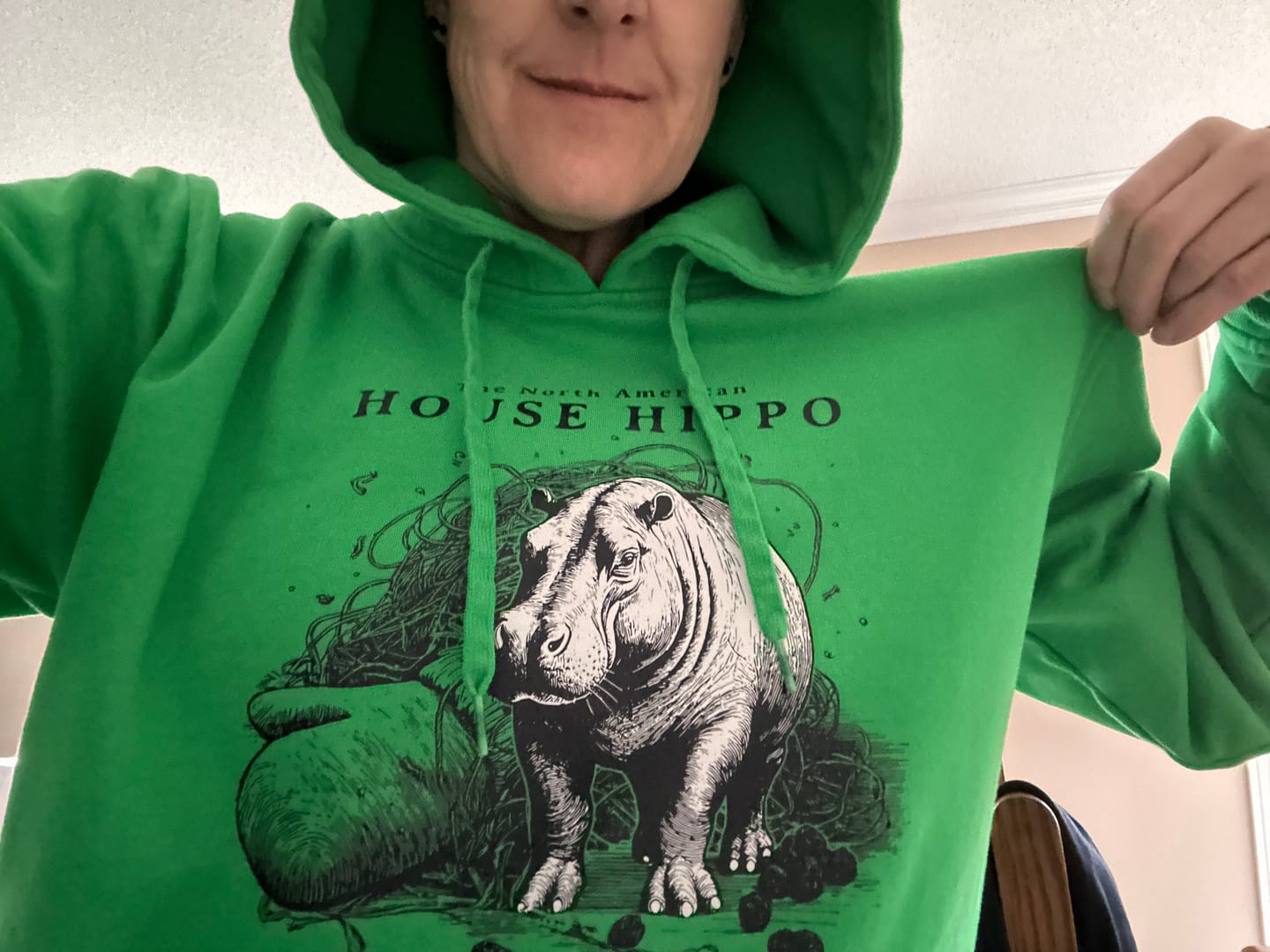 Customer photo review of North American House Hippo Sweatshirt or Hoodie