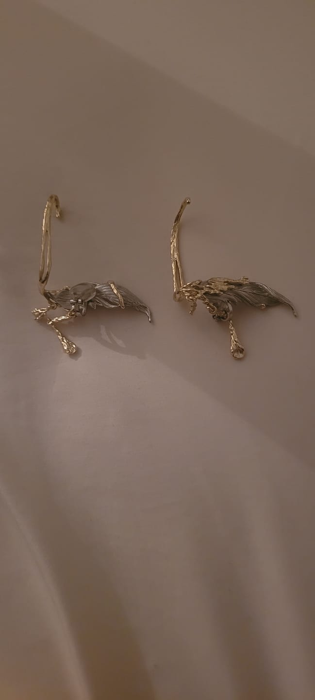 Customer photo review of "Lucifer" 18K Gold & Platinum Plated Statement Feather Wing No-Piercing Ear Wraps, Cartilage Ear Cuffs
