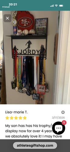 Customer photo review of Customized Medal Display Hanger