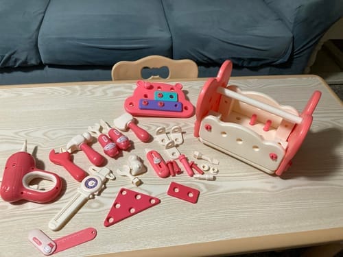Customer photo review of Montessori Kids Tool Box Set – DIY Building Toy Kit with 200+ Pieces