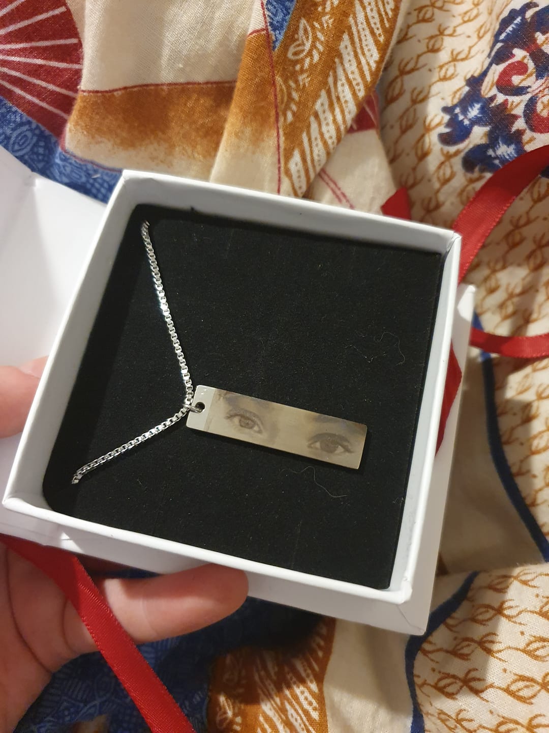 Customer photo review of Personalized Eye Photo Necklace
