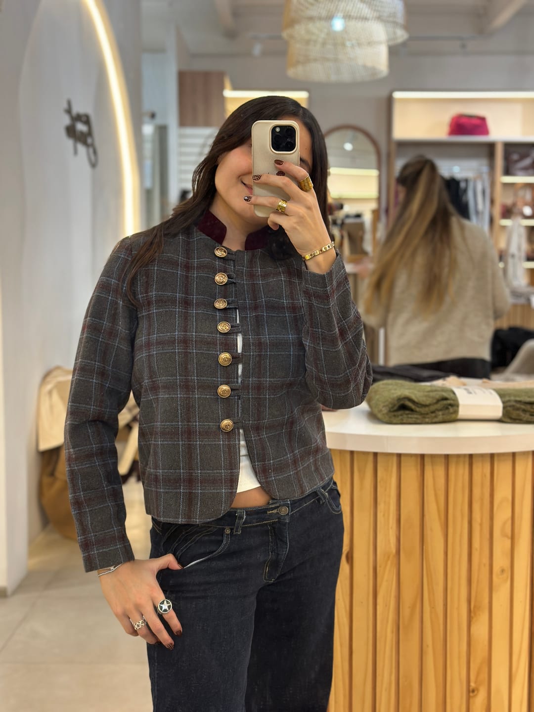 Customer photo review of Chaqueta Estampada Botones Grey
