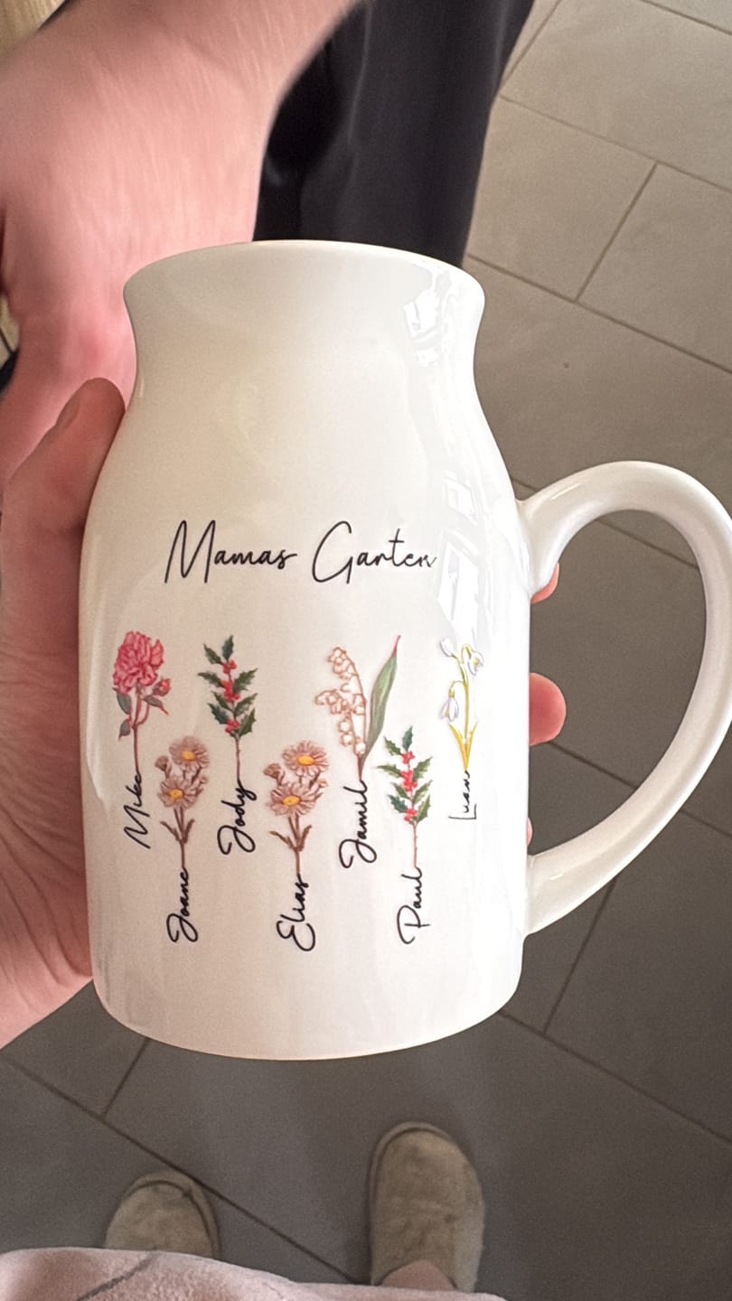 Customer photo review of Mamas Garten - Personalisierte Vase für Mama und Oma mit Geburtsblumen