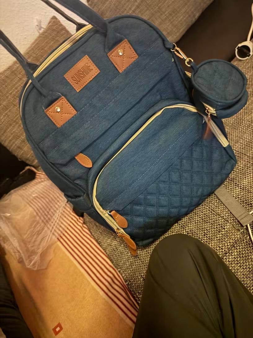Customer photo review of Wickeltasche Rucksack 3 in 1 | Babybett Tasche Faltbar