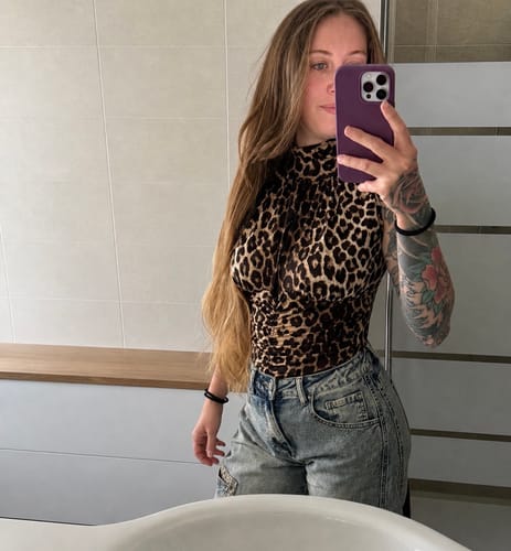 Customer photo review of Maglia Drappy smanicata leopardata