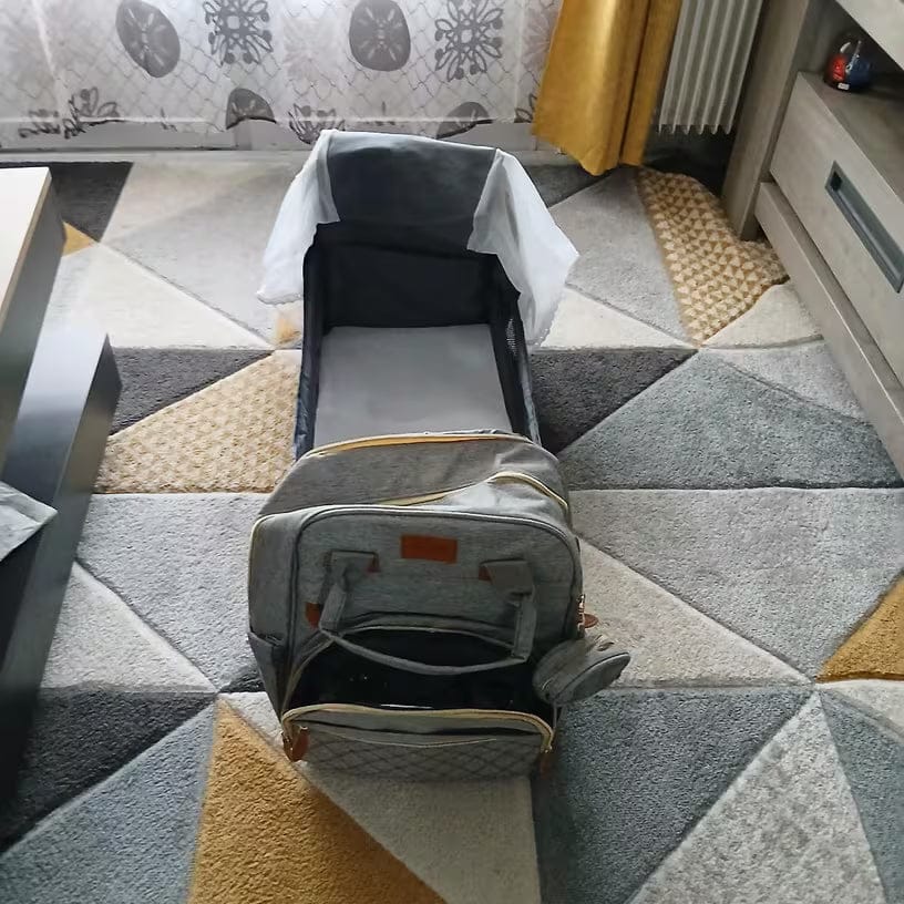 Customer photo review of Wickeltasche Rucksack 3 in 1 | Babybett Tasche Faltbar