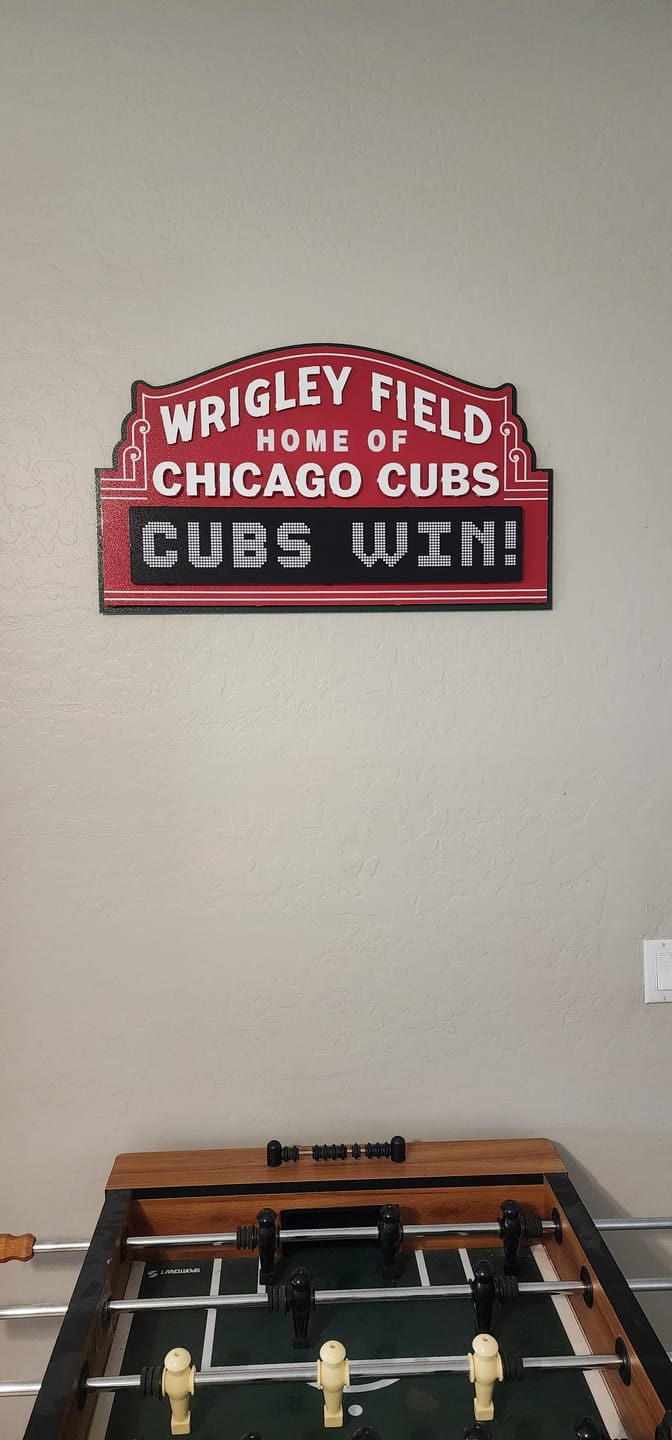 Customer photo review of Chicago Cubs Wrigley Field Marquee Metal Wall Art