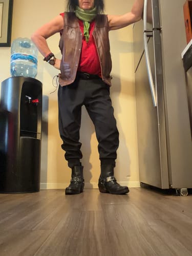 Customer photo review of Black Pleated Harem Trousers