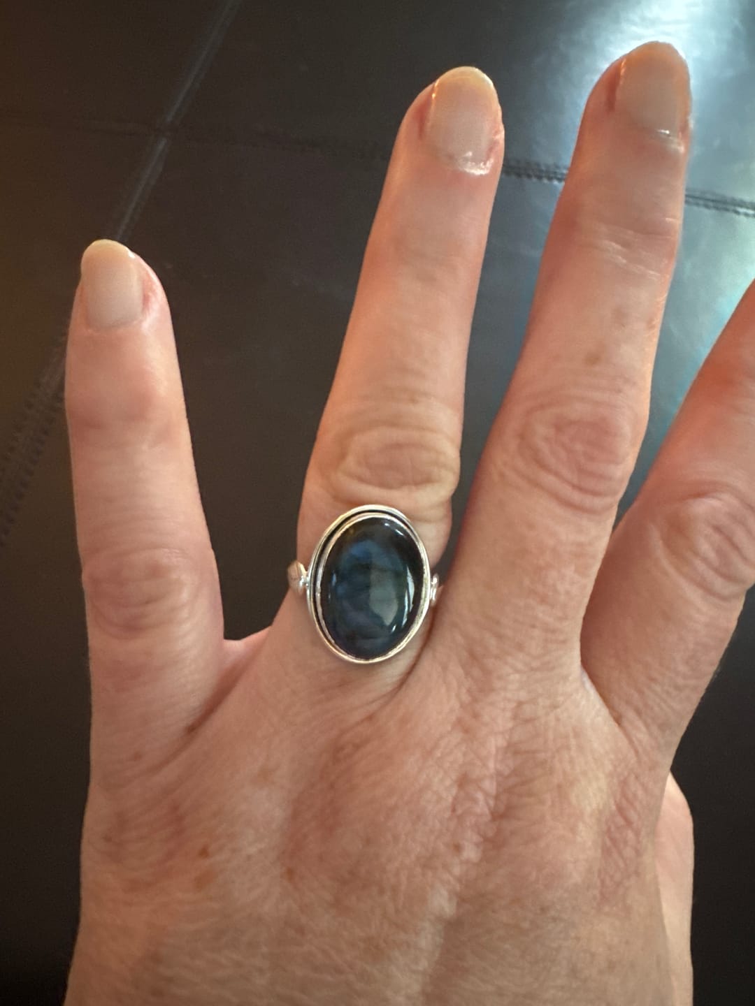 Customer photo review of Labradorite Leaf Ring Sterling Silver