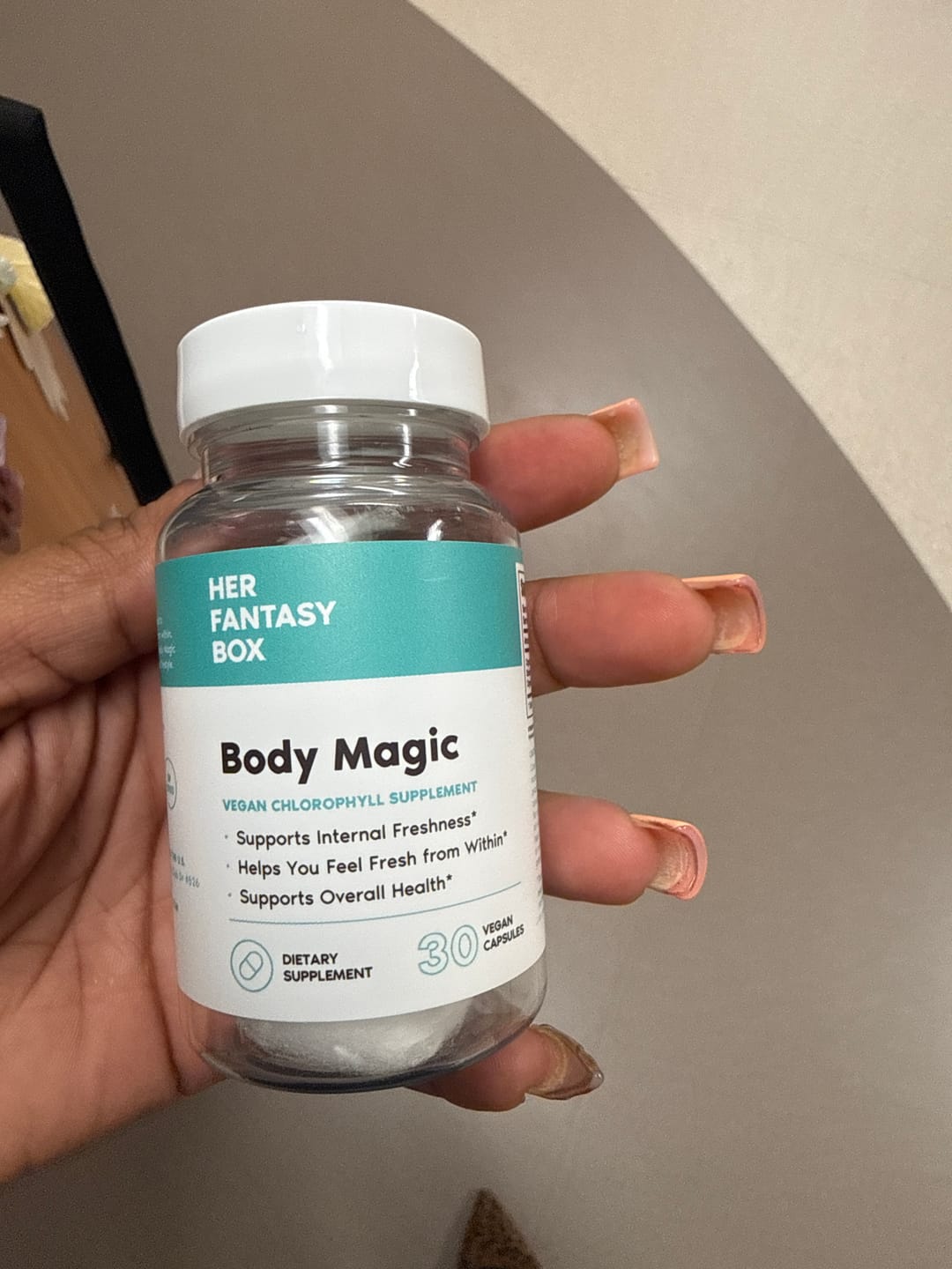 Customer photo review of Body Magic Chlorophyll Pill - For Body Odor, Detox & Skin