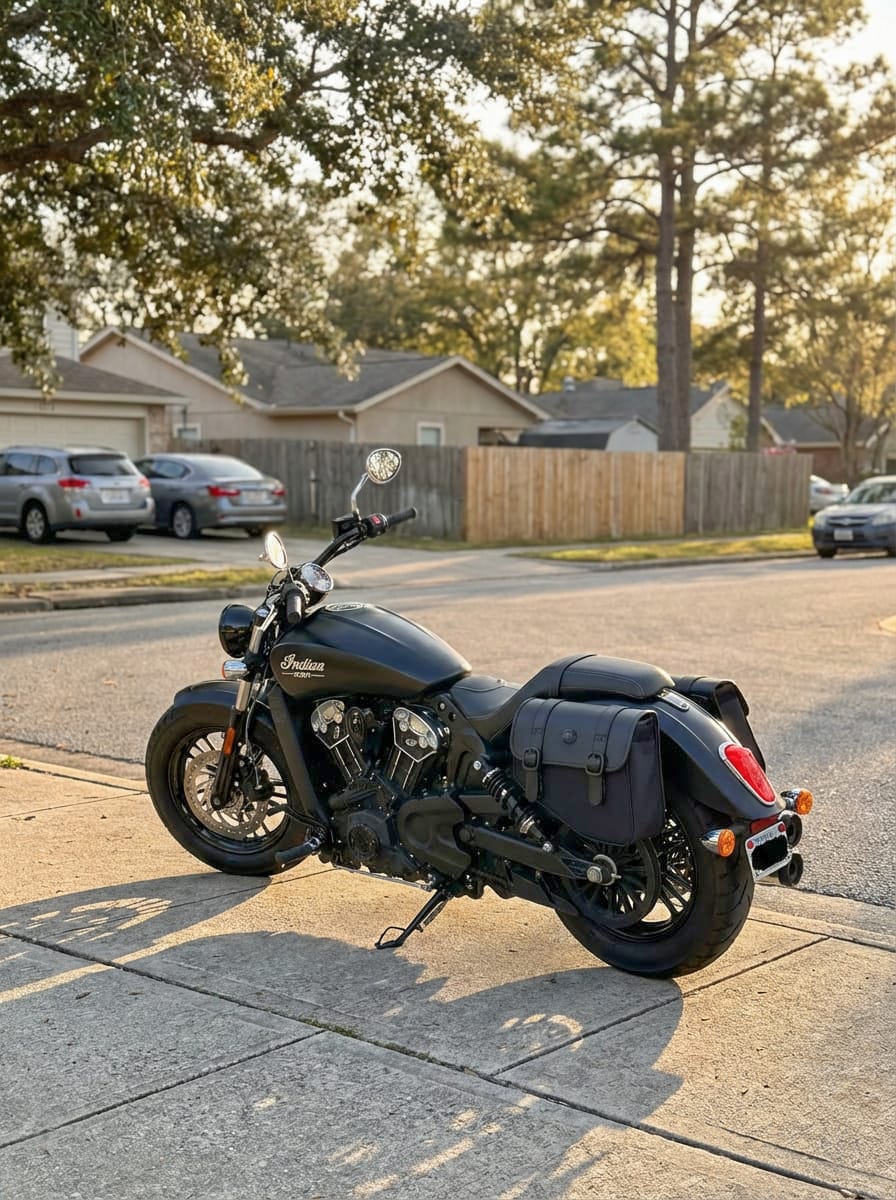 Customer photo review of 8L - Pony Indian Scout Leather Saddlebags