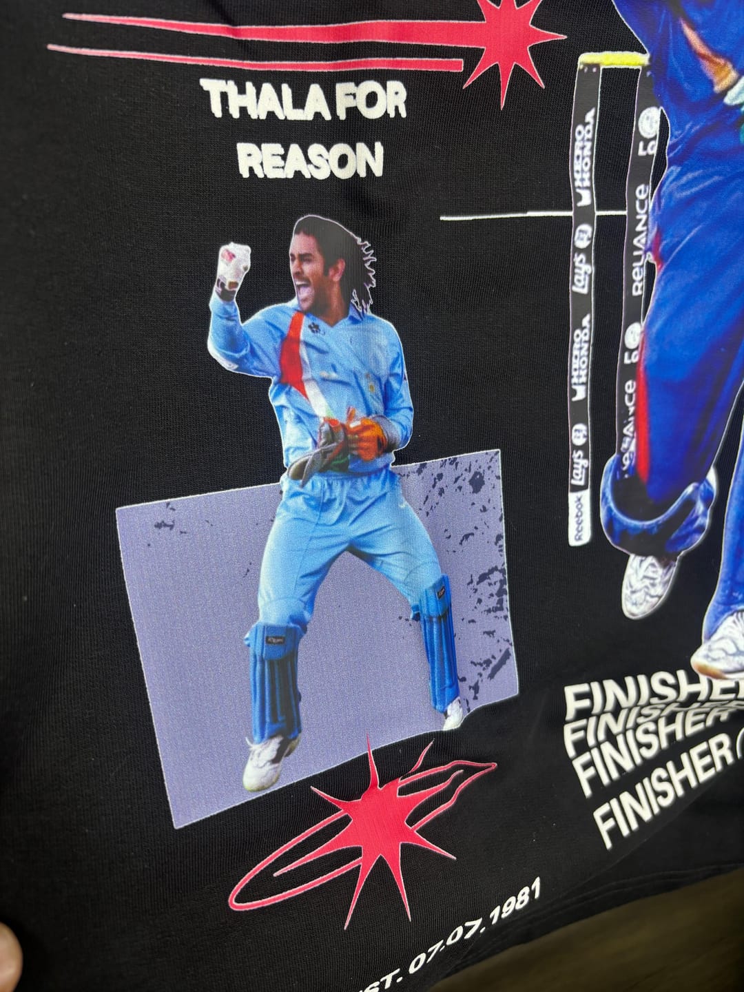 Customer photo review of The Captain MSD Graphic Oversized T-Shirt | Cricket Fan Tee | Prospera Clothing