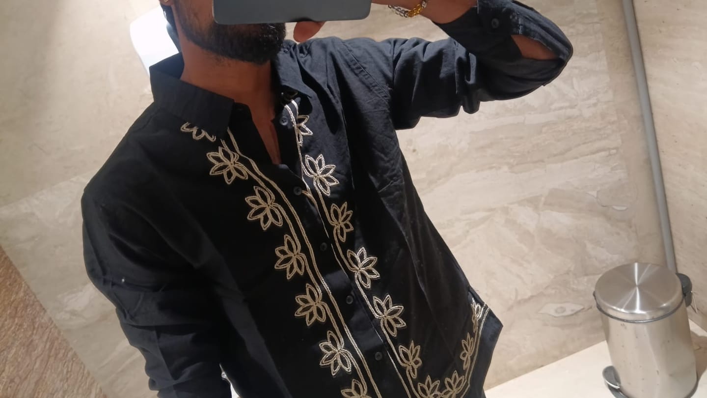 Customer photo review of Black Lotus Embroidery Shirt