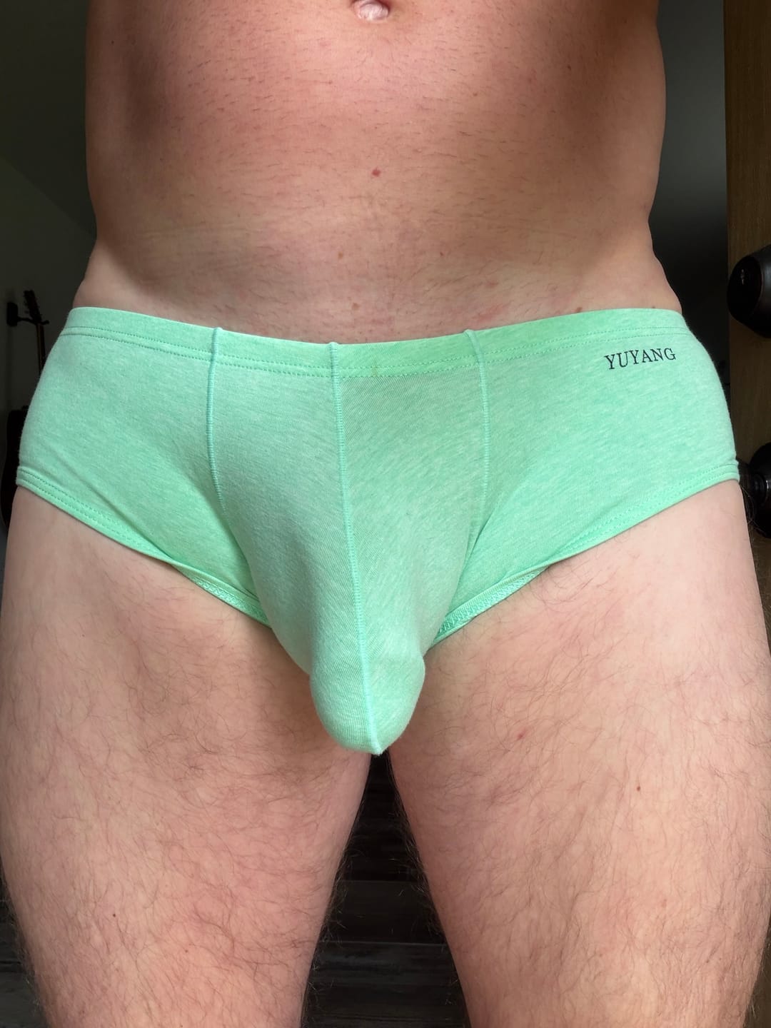 Customer photo review of 2 Pack Men's U-Pouch Casual Solid Trunks