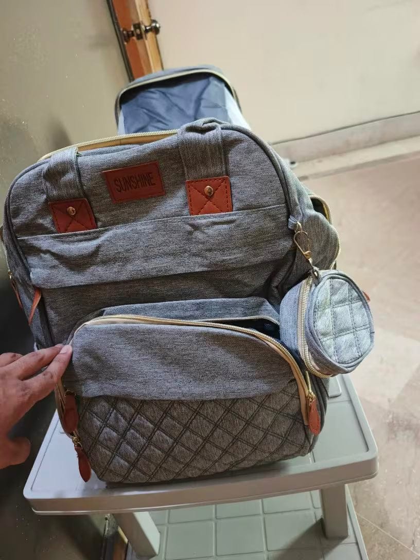 Customer photo review of Wickeltasche Rucksack 3 in 1 | Babybett Tasche Faltbar
