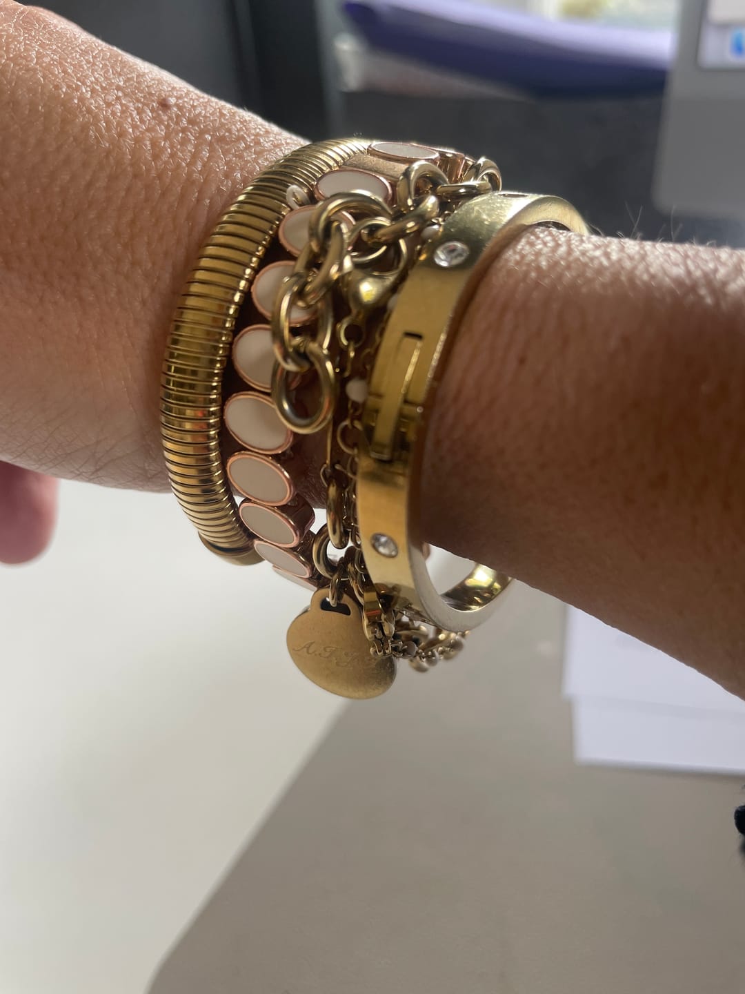 Customer photo review of Engravable Classic Chunky Disc Bracelet