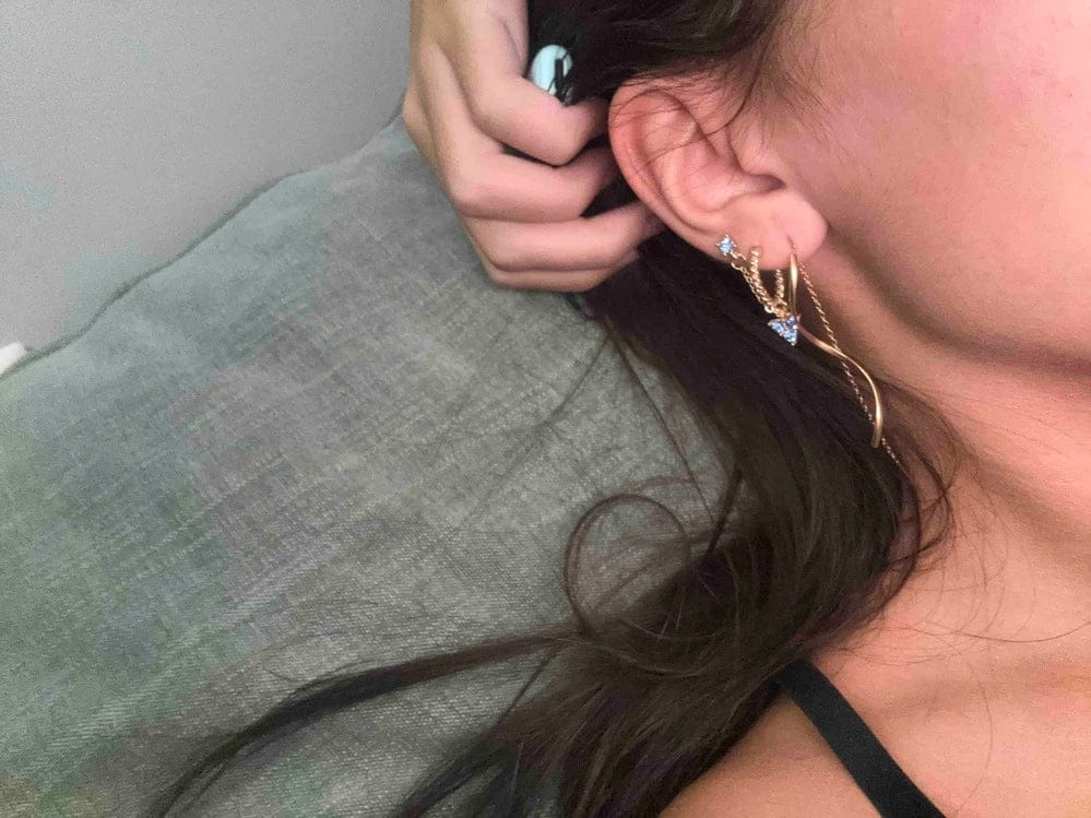 Customer photo review of Vera Slim Earrings