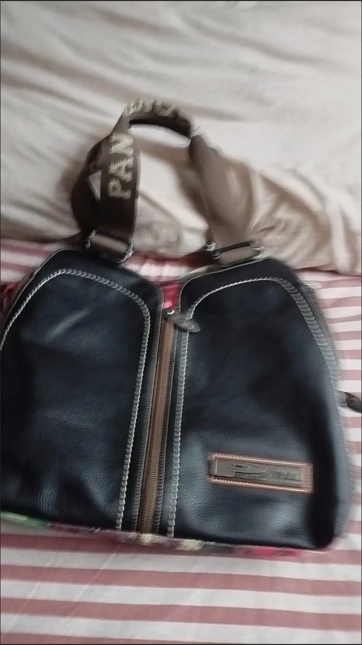 Customer photo review of Vintage Leather Spliced Flower Shoulder Bag