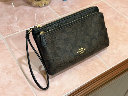 Customer photo review of Coach Signature Double C5576 Zip Wallet In Brown Black