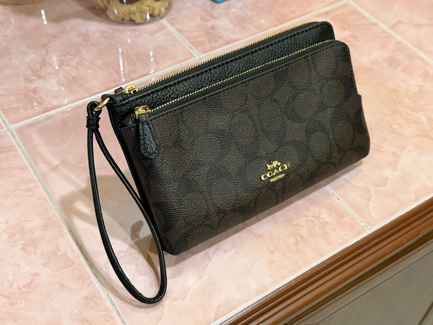 Customer photo review of Coach Signature Double C5576 Zip Wallet In Brown Black
