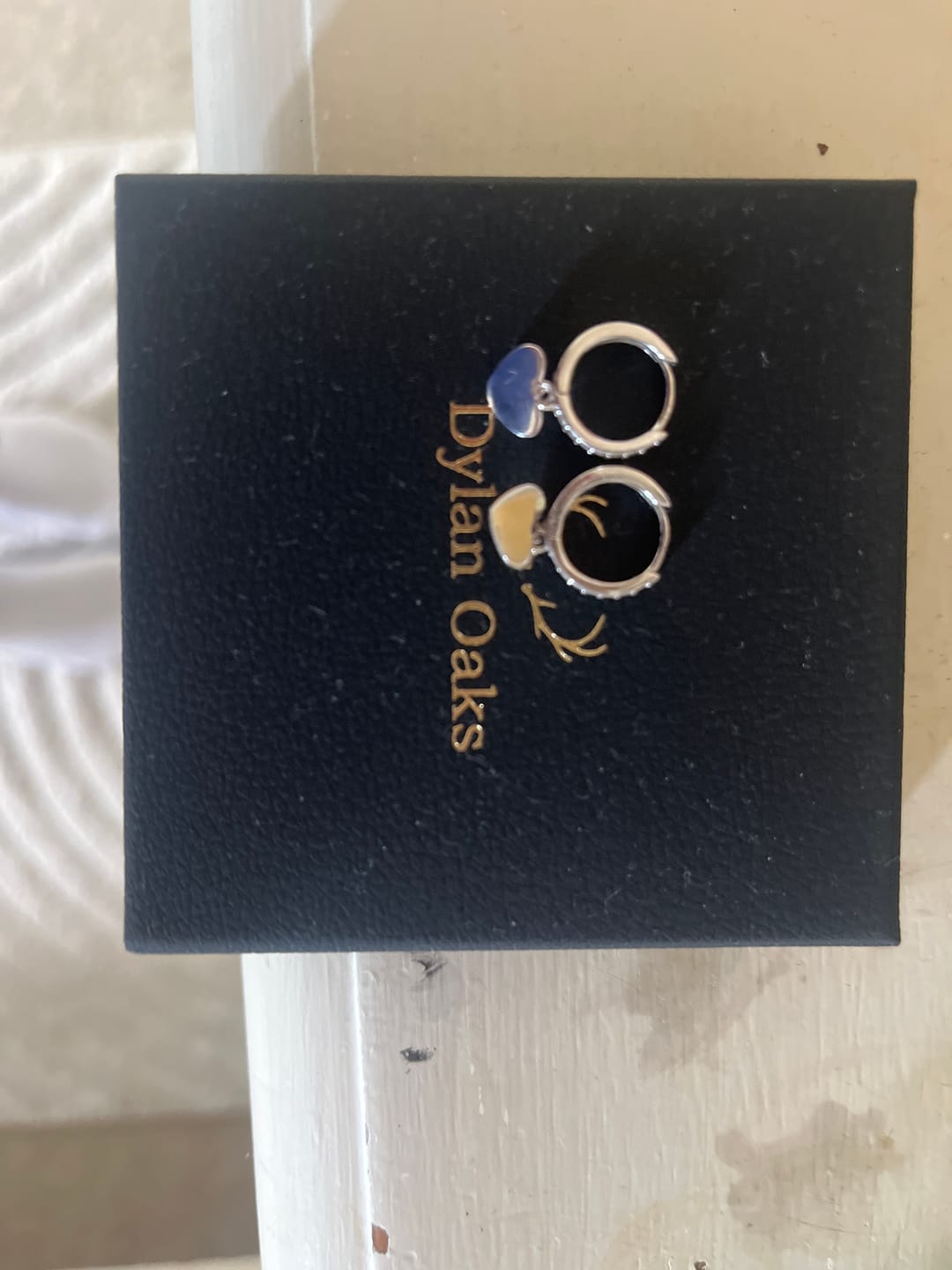 Customer photo review of Amore Heart Hoop Earrings Silver