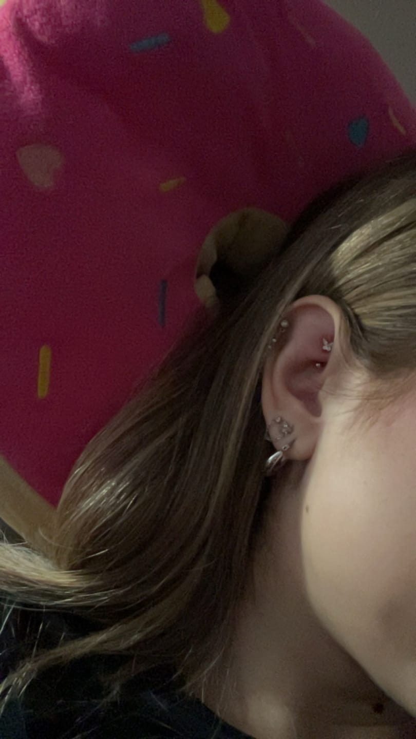 Customer photo review of Butterfly Rook Piercing | Chirurgenstahl