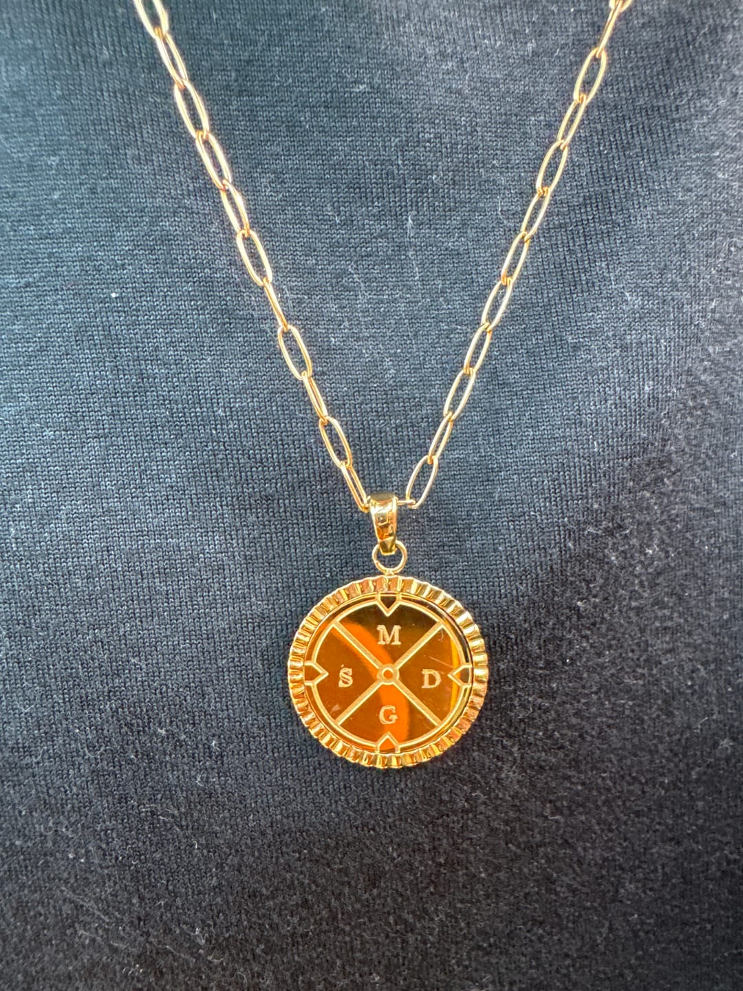 Customer photo review of Engravable Compass Necklace