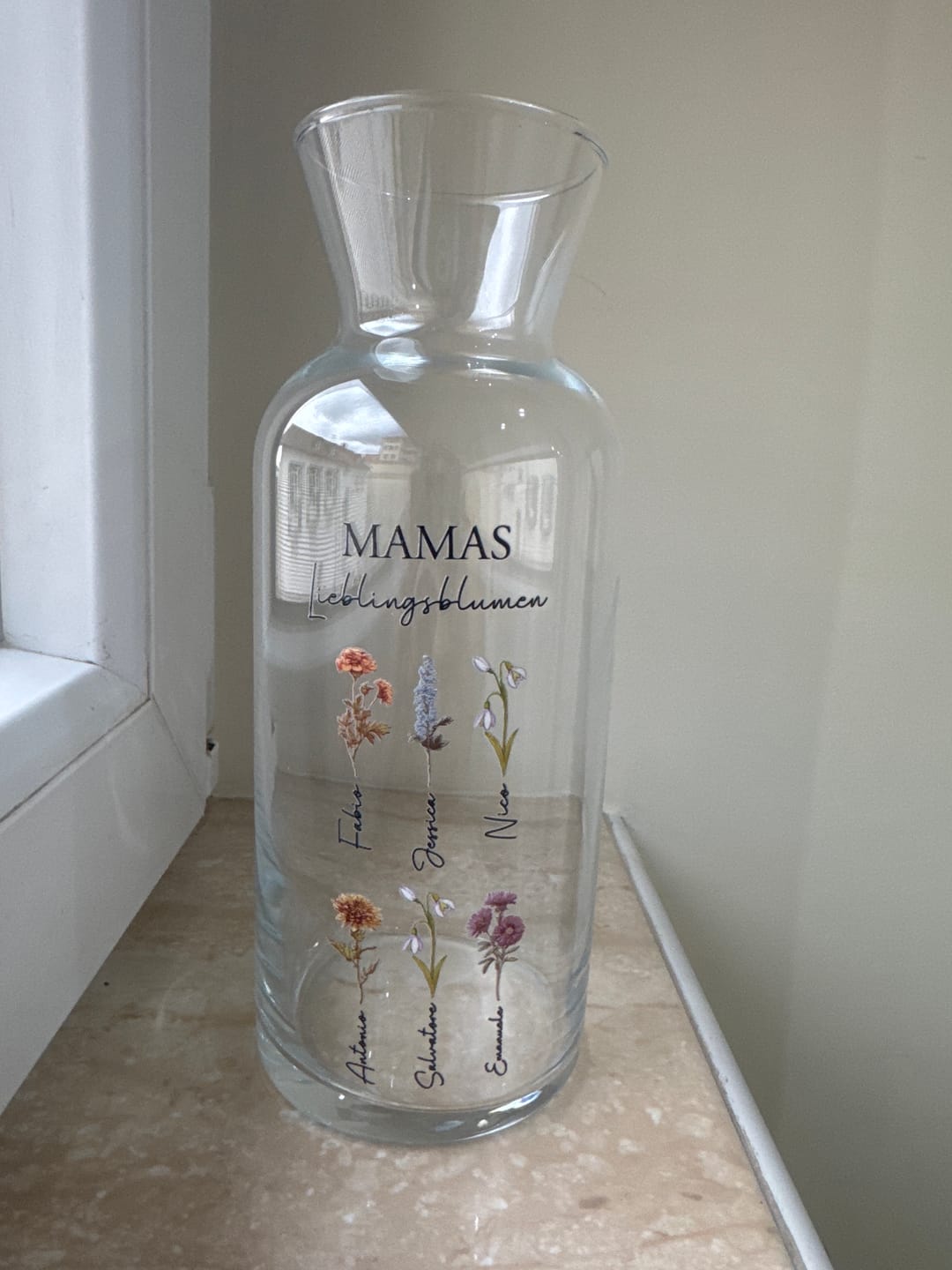 Customer photo review of Mamas Garten - Personalisierte Vase mit Namen und Blumen für Mama und Oma