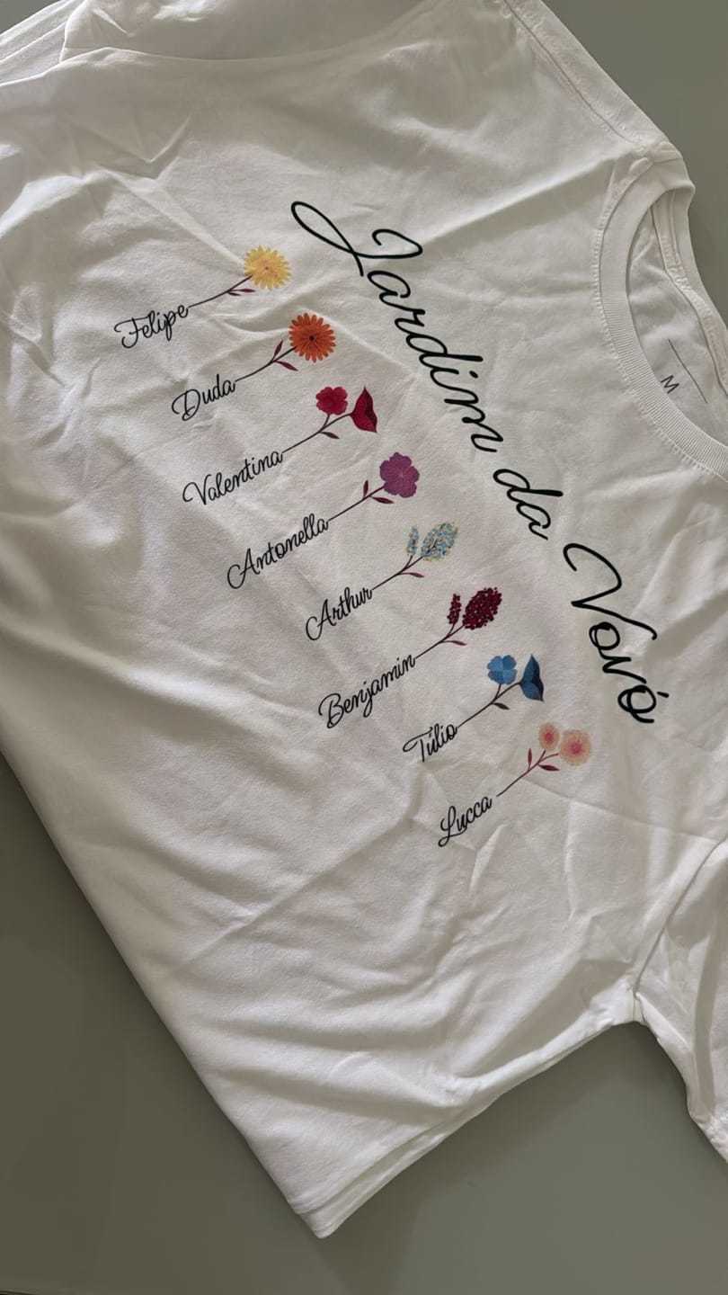 Customer photo review of Camiseta Personalizada Jardim da Vovó - BRANCA - Algodão 100%