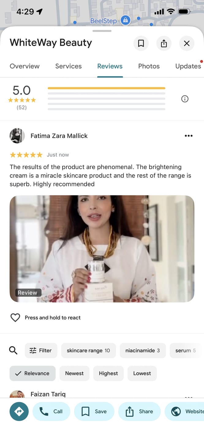 Customer photo review of Skin Brightening Cream - 30ml