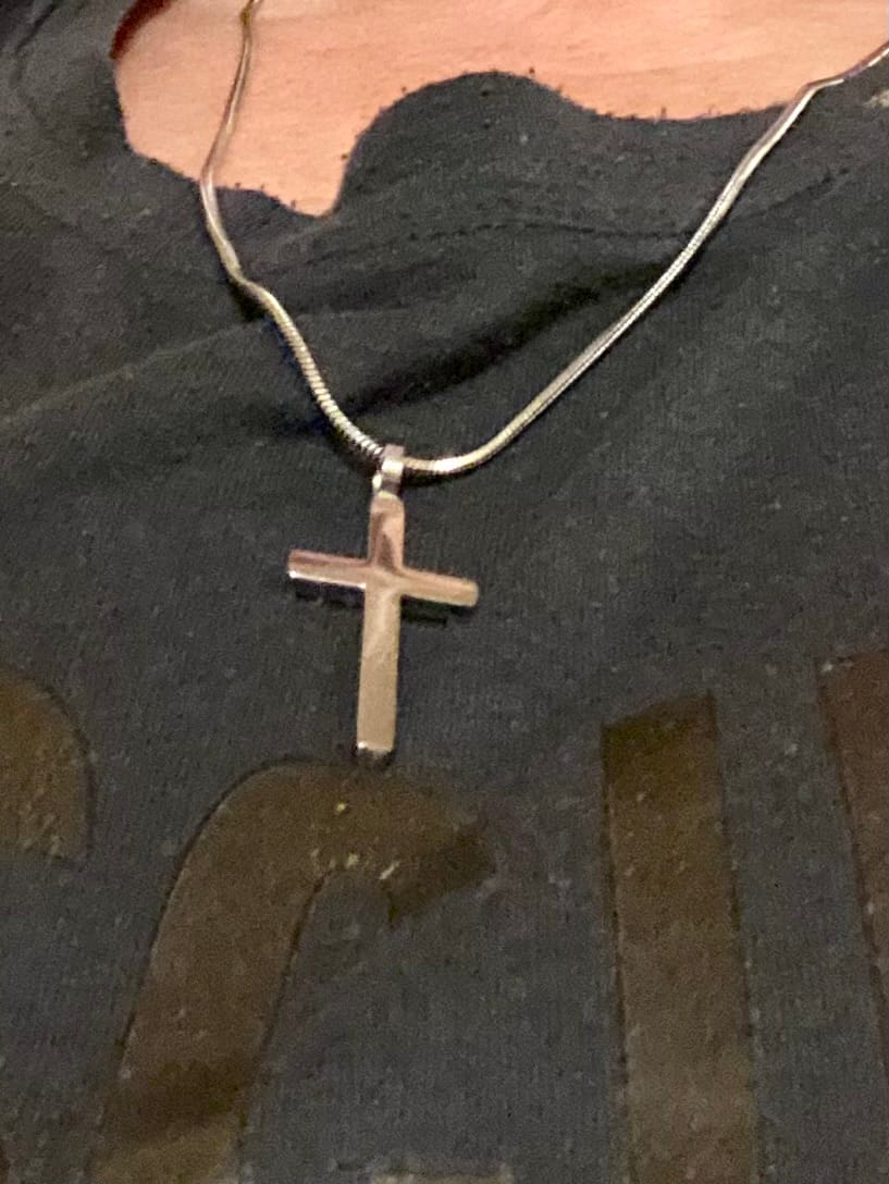 Customer photo review of Classic Cross & Square Chain