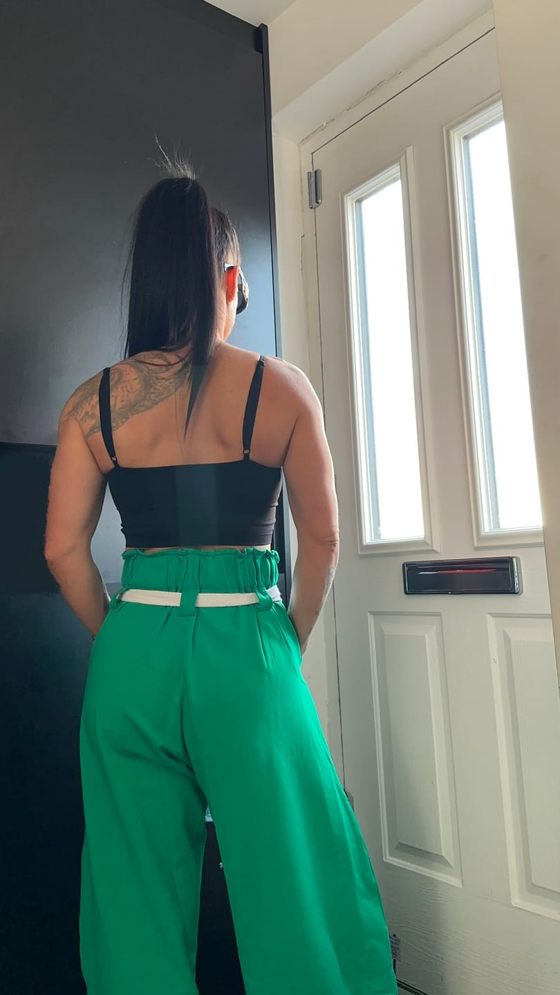 Customer photo review of Green Oversized Sweat Set with Open Back