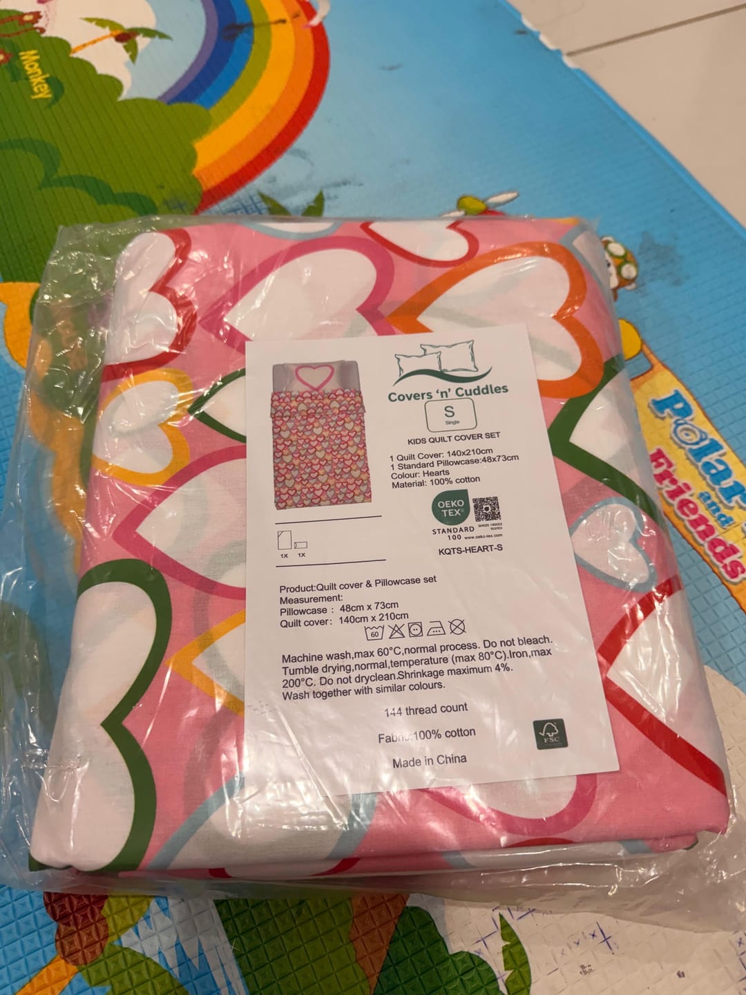 Customer photo review of Kids Rainbow Doona Cover Set | Colourful Rainbow Print | Multicolour | 100% Cotton | Single