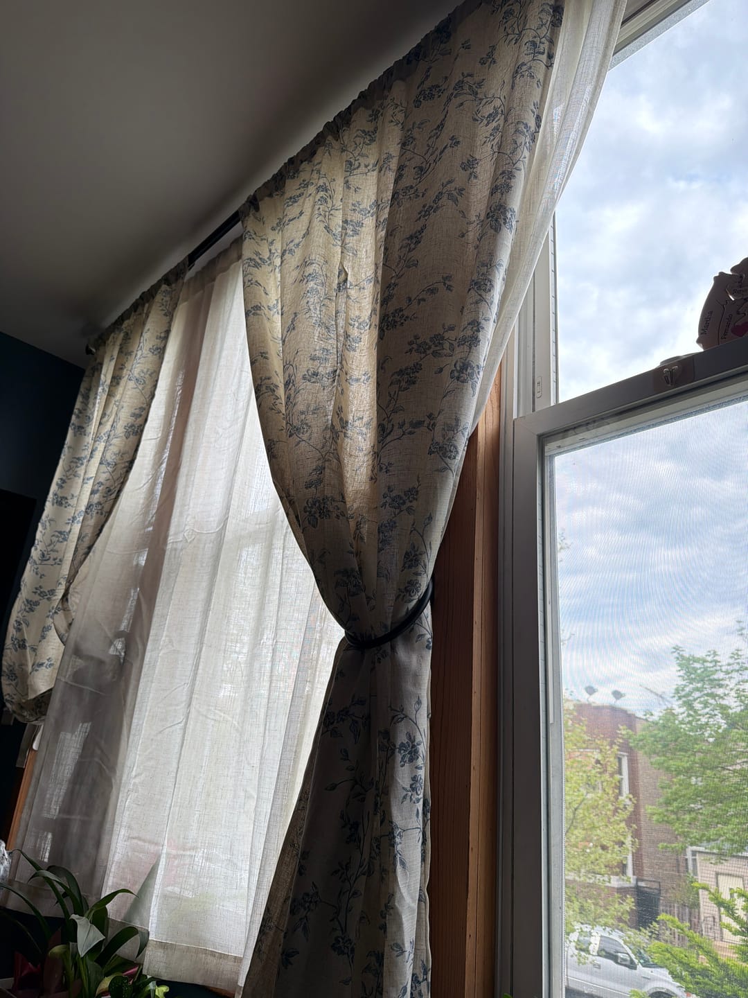 Customer photo review of Modern Toile Floral & Insect Linen Curtains