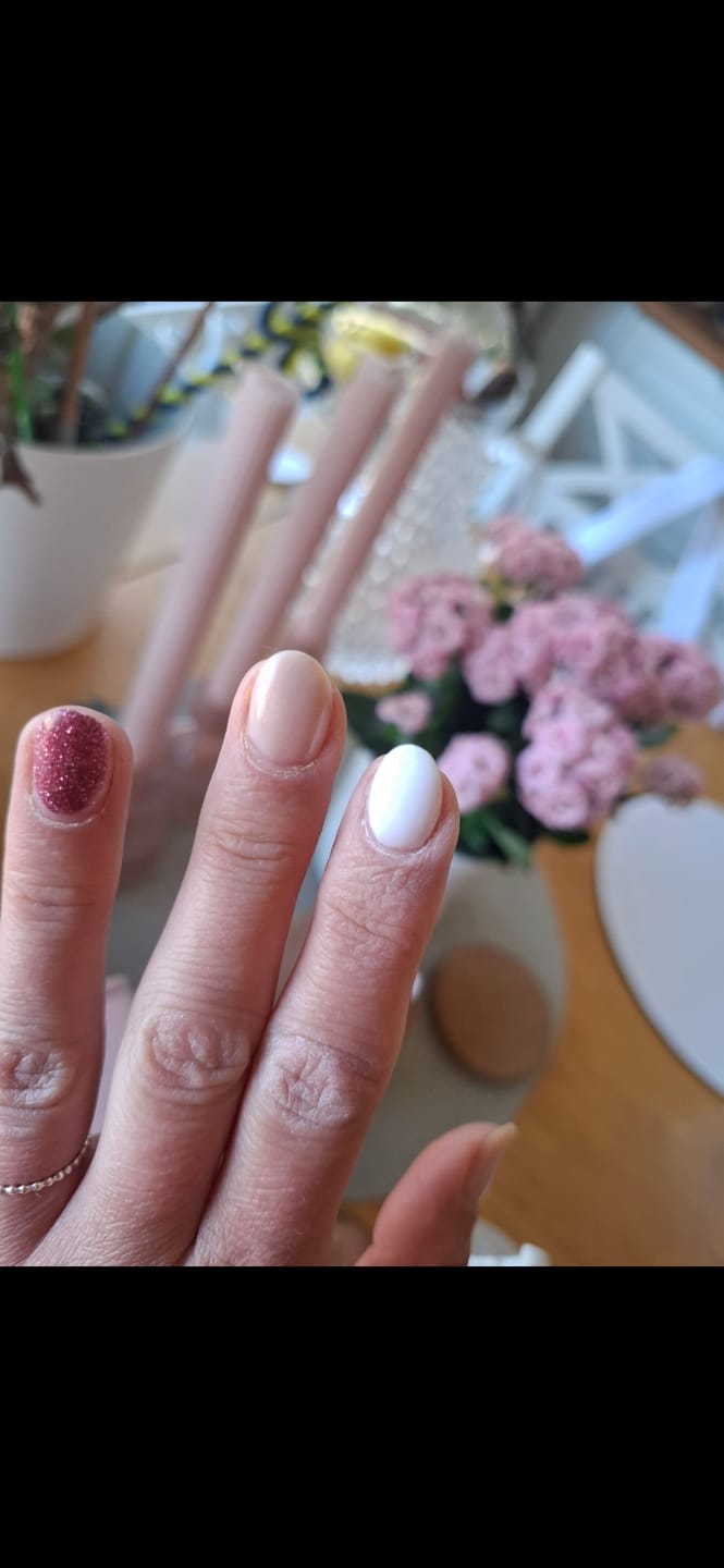 Customer photo review of Crystal White Dipping Powder