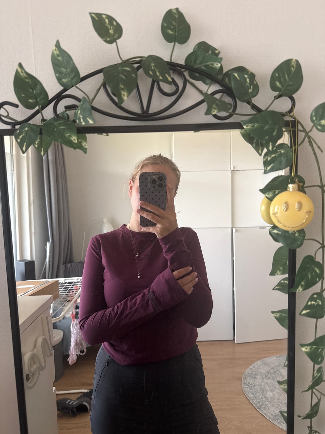 Customer photo review of BASICS LONGSLEEVE TOP DARK PLUM