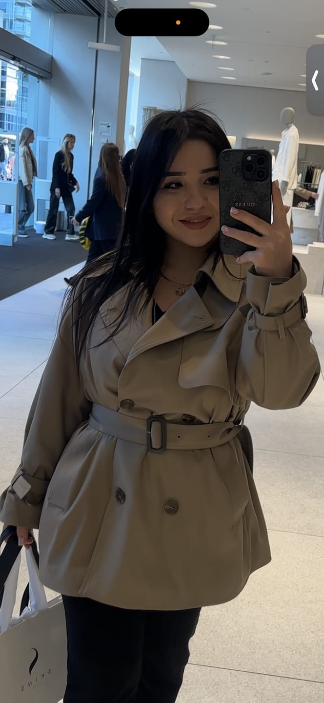 Customer photo review of Classic Double-Breasted Trench Coat With Belted Waist – Khaki