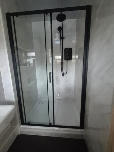 Customer photo review of Rene Matt Black 1200 x 1900mm Sliding Shower Door - 6mm Glass