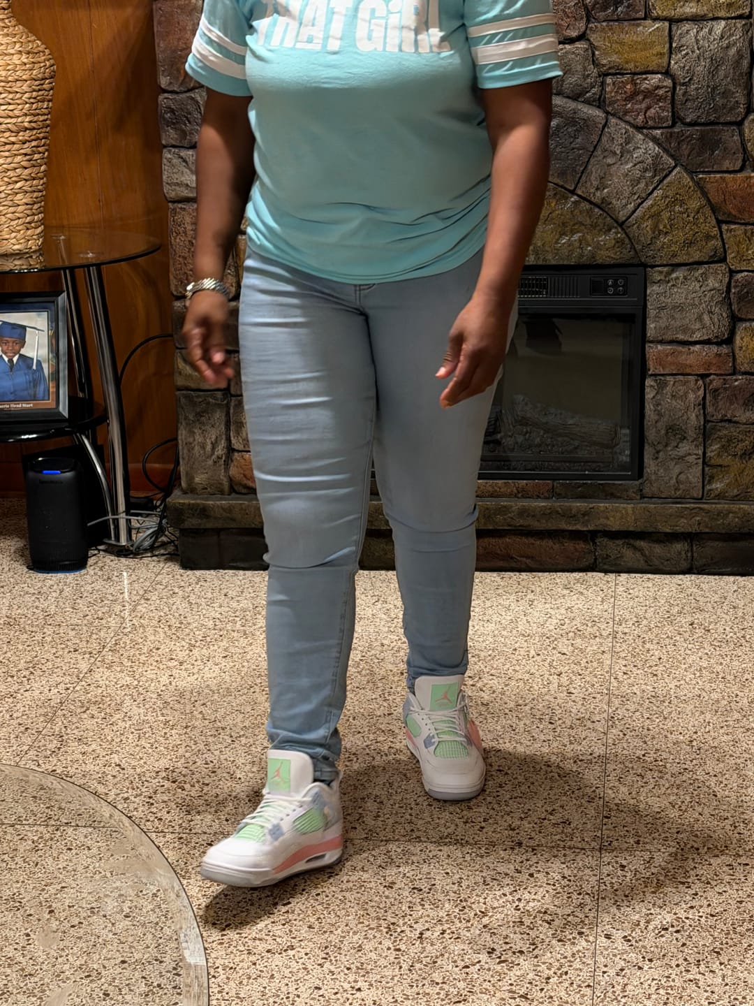 Customer photo review of Unapologetically THAT GIRL Varsity Tee (Aqua)