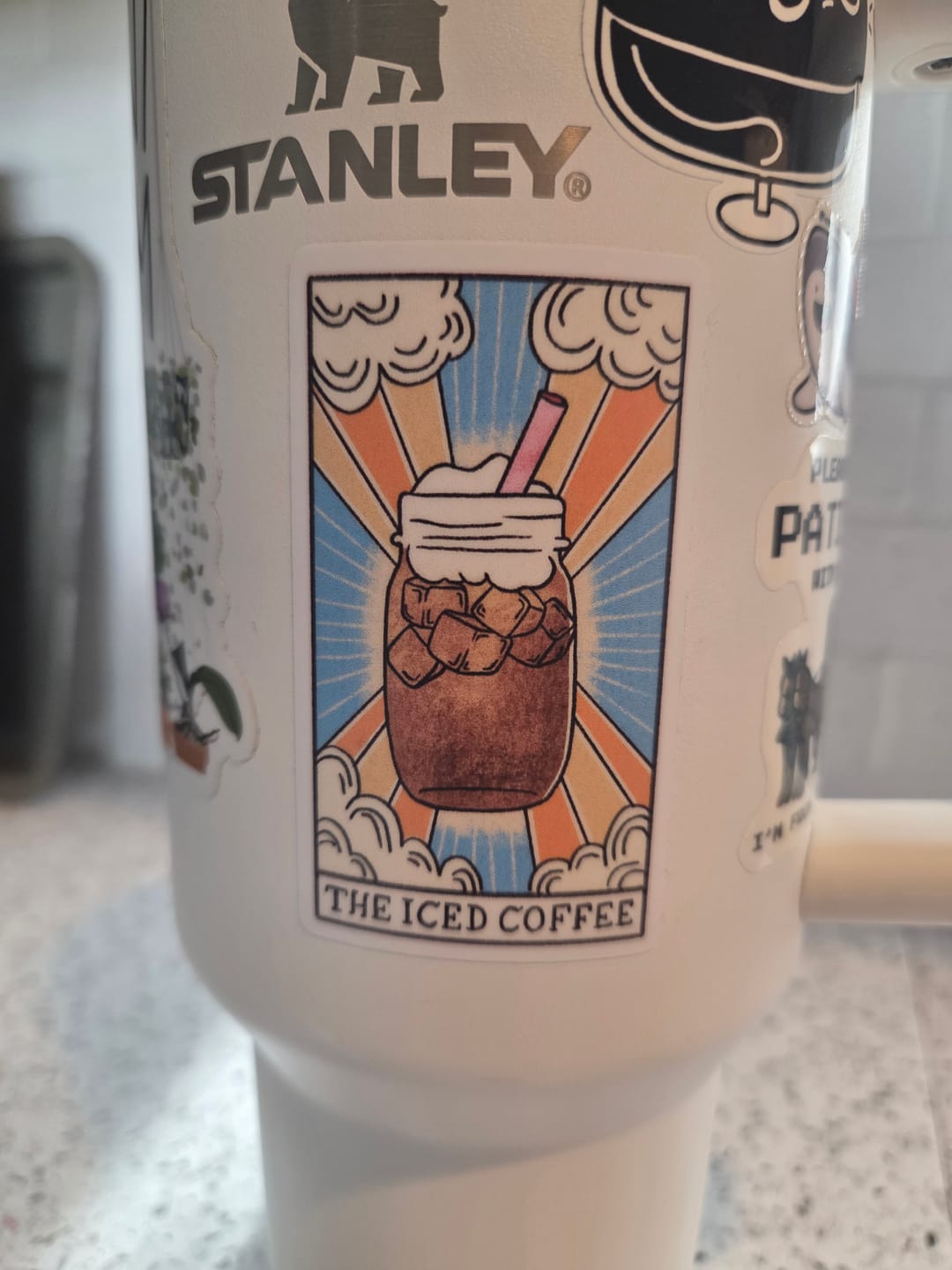 Customer photo review of "The Iced Coffee" Tarot Card Sticker