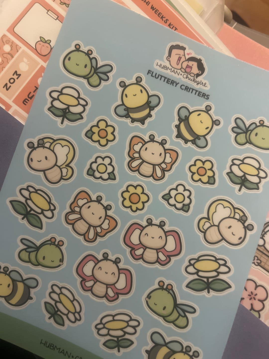 Customer photo review of Fluttery Critters Sticker Sheet