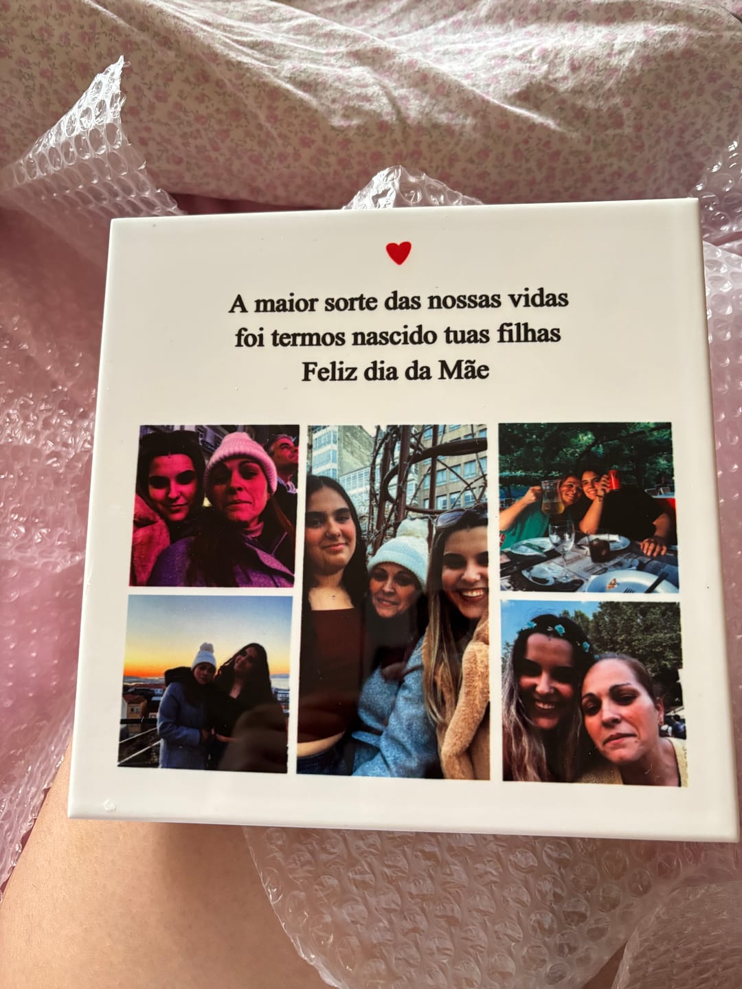 Customer photo review of Azulejo c/ 5 Fotografias e Dedicatória Personalizado