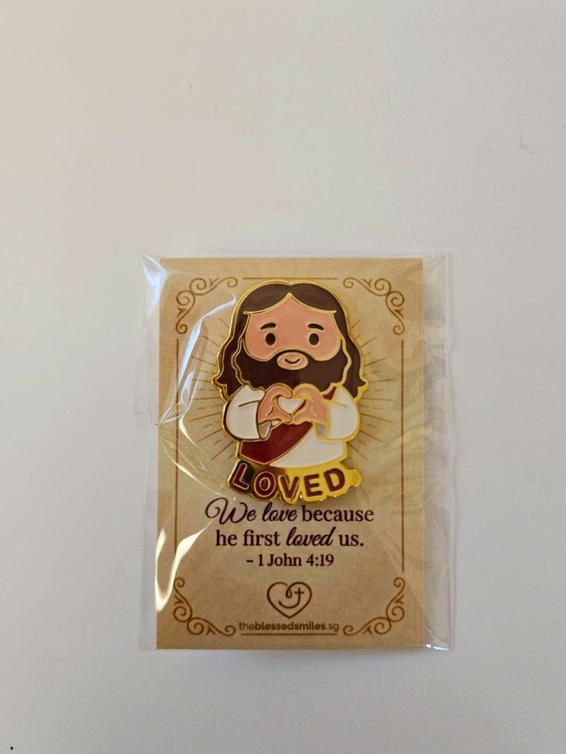Customer photo review of Jesus Heart/Blessed Enamel Pin