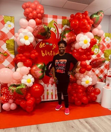 Customer photo review of 8x7.5ft Double-sided Tension Fabric Pillow Backdrop Cover and Stand